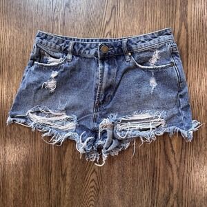 Articles of Society Distressed Jean Shorts Women's Size 25 Raw Hem Fraye
